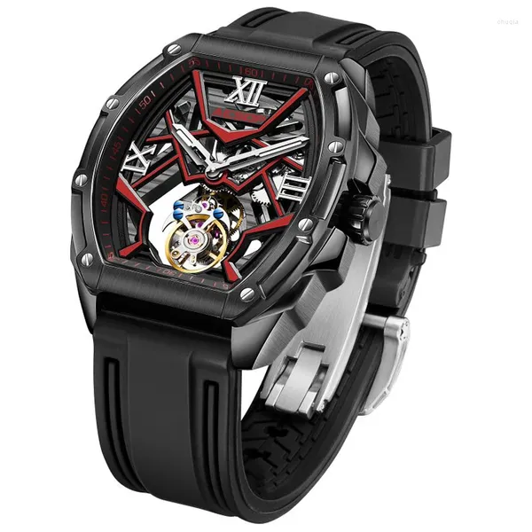 Orologi da polso aesop volante tourbillon movvent orologio per l'uomo scheletro zaffiro luminoso maschile manuale orologio impermeabile meccanico