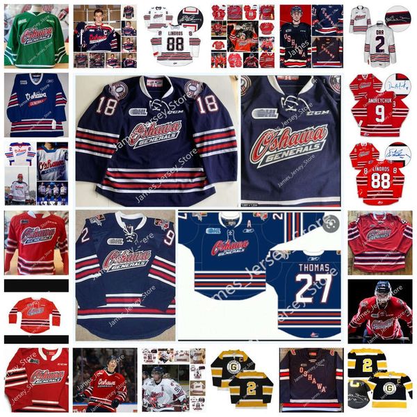 Kob Custom OHL Oshawa Generali cuciti Hockey Carter Bickle 15 Ryan O'Dell 33 Zachary Paputsakis 40 Daniel Altshuller 56 Jeremy Bro