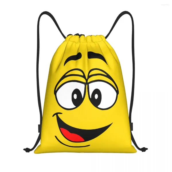 Bolsas de armazenamento Cartoon Chocolate Amarelo Candy Faces Drawstring Mackp Men Men Men Men Sport Gym Sackpack Saco de Treinamento portátil