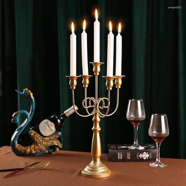 Kerzenhalter Wohnzimmerhalter Kronleuchter Luxus Vintage Gold Tisch Candelabro de Mesa Para Decorar Wohnkultur Gegenstände