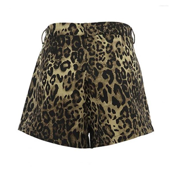 Shorts femminile Donne leopardo stampata in vita alta per mini slim fit con tasche laterali chiusura sopra la cerniera sopra