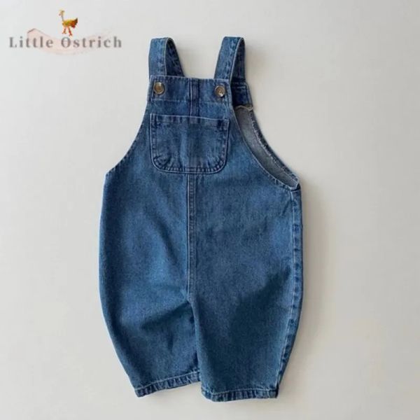 Hosen Neugeborene Baby Mädchen Junge Denim Hosenträger Hose Jeans Kind Kleinkind Baumwollboden Blüten Mittel Taille Hose Baby Kleidung 9m2y