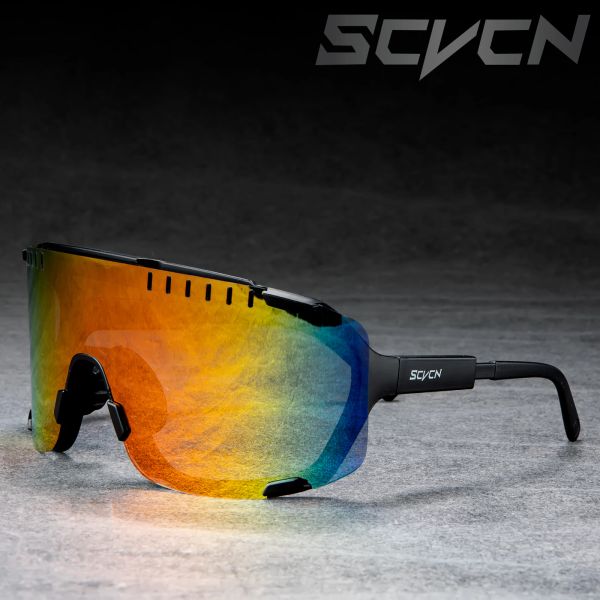 Sonnenbrille SCVCN Sport Photochrome Sonnenbrille für Männer Brille Fahrrad Radfahren Brillen Frauen Outdoor MTB Road Cycling Bike UV400 Schutzbrille