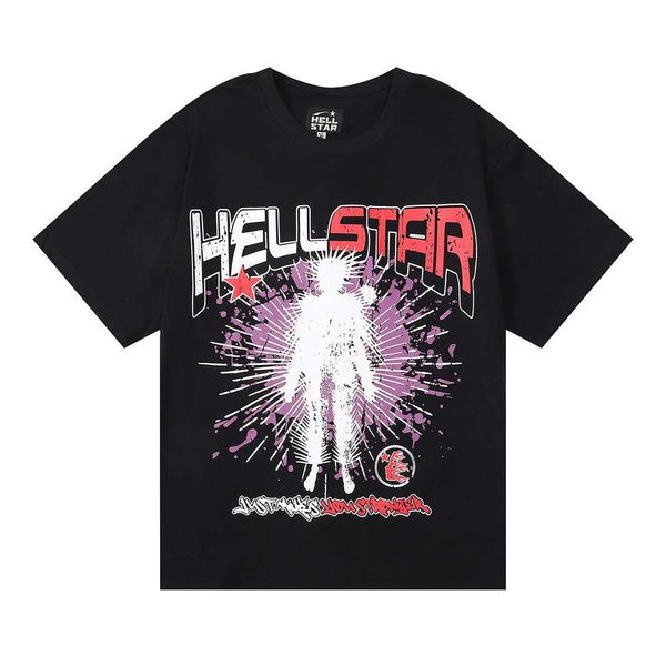 Herren-T-Shirts Hellstar 2024 Neues modisches T-Shirt abstrakter Charakter Lose Print Rap lns Casual Short Sleeves