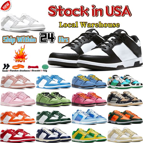 Lokale Lagerhause Low -Running -Schuhe weiß schwarzer Panda grau Nebel Rose Flüstere Pink UNC Green Blue Chunky Syracuse Herren Designer Sneaker Damen Outdoor Sporttrainer Sports Trainer