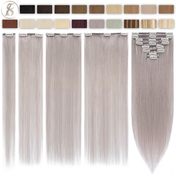 Erweiterungen Tess 8pcs/Set Clip in menschlichem Haar Erweiterungen Nicht -Remie natürliches Haar Volles Kopf Dünnes Haar gerade Haarstück Ombre Highlight Blonde