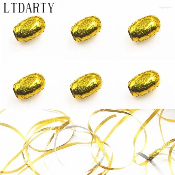 Decoração de festa 6pcs Golden Laser Gold 5mm 10m Folha de alumínio Balão Latex Balão Ribbon Presente de casamento Acessórios de aniversário