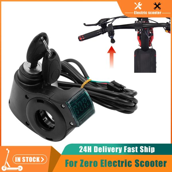 Scooters Digital Display Voltímetro com bloqueio universal para zero x8/x9/x10/11x Electric Bike Scooter Ignition Key Power Bloquear peças