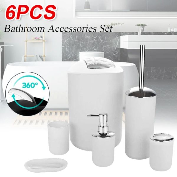 Cabeças 6pcs Acessórios para o banheiro Conjuntos de dentes escova de escova de dentes Brecha preta Toliet com porta -voz da xícara de copo para casa
