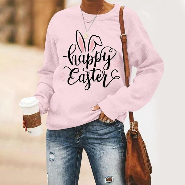 Frauen T -Shirts Fall Damen Pullover Damen Frühlings-/Sommer -Runde Hals Osterfestival Happy Printed Stift Lederröcke Frauen