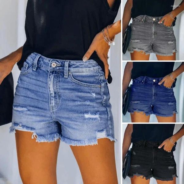 Shorts femminile Donne in denim estate strappato Edge orow out multi tasche slim fit waist waist party club jeans corto