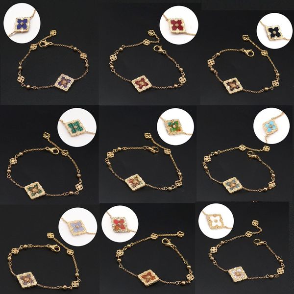 Designers europeus e americanos pulseiras românticas Bracelets de diamante para mulheres jóias de luxo clássicas 18K Boleada de ouro 925 Silver 4/Clover Bracelets Gifts Gifts Gifts