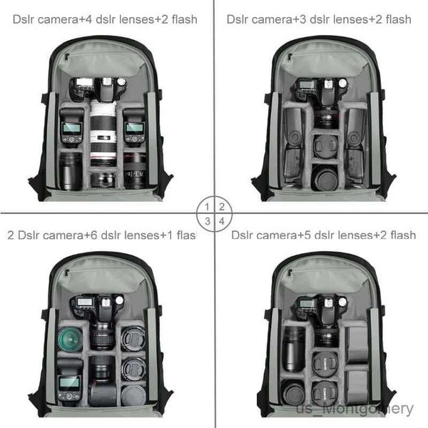 Accessori per sacchetti per fotocamera Puluz Backpack telecamera BASSO ANTIFT Open Aperto Custodia impermeabile con copertura di pioggia per lenti mirrorless SLR Fotografia