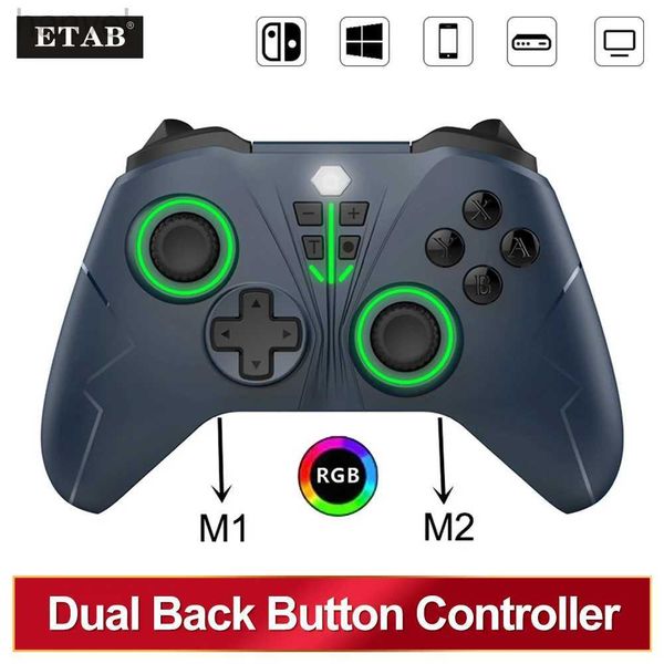 Spielcontroller Joysticks Wireless Gamepad mit Dual Back Key Custom Programing RGB Turbo BT Controller für Switch OLED Android TV PC Joystick D240424