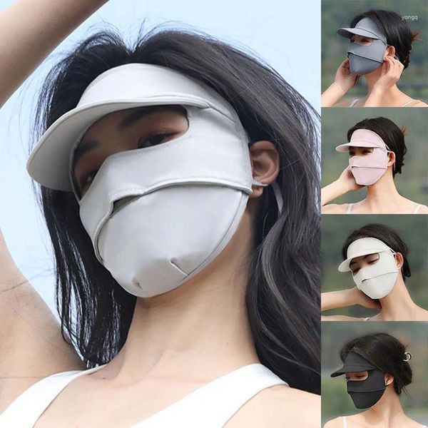 Beretti 2024 Summer Outdoor Sun Protection Mask Full Face Women with Brims Cap Silk