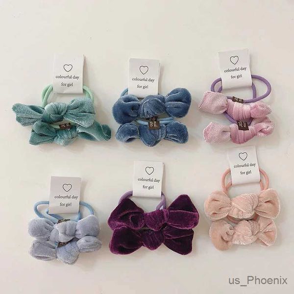 Saç Aksesuarları 2 PCS/Set Çocuklar Sevimli Velvet Bow Elastik Saç Bantları Bebek Kızlar Güzel Yumuşak Scrunchies Kauçuk Bantlar Çocuk Saç Aksesuarları