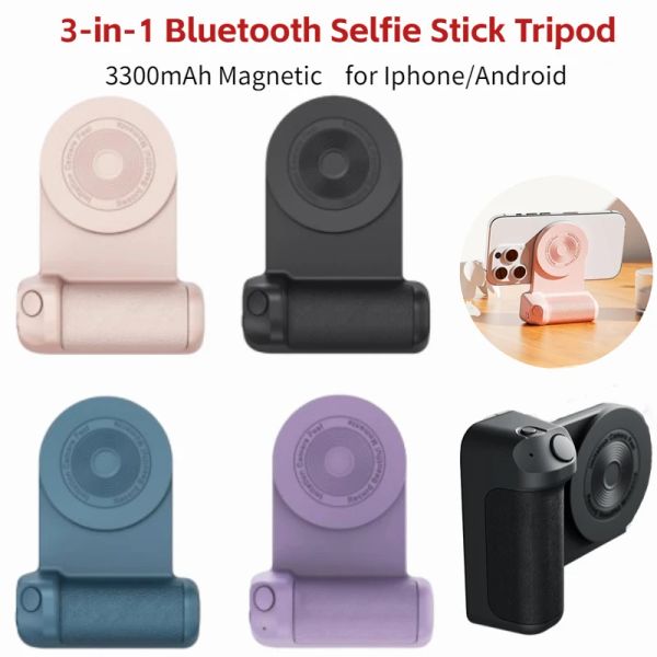 Sticks 3in1 Bluetooth Selfie Stick Tripod Stand Magnetic Smartphone Tripé Phone Holder Handle Self Stick para iPhone/Android