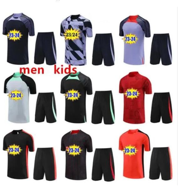 24/25 Kurzärmelanzug Männer Fußball Tracksuit 23 24 Fußball -Trikot -Kinder -Fußball -Trainingsanzug Tracksuits Überlebensanzug Fuß Chandal Jogging Kits Sets Axa