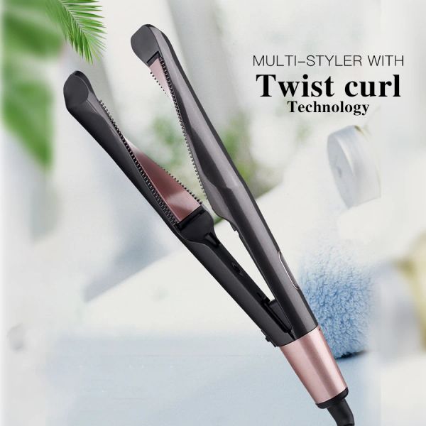 Glättere professionelle flache Eisen -LED -Haarglätter verdrehte Platte 2 in 1 Keramik Curling Heizheizte Haarblockler für alle Haartypen