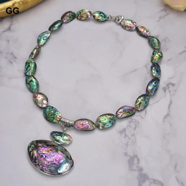 Colares pendentes gg mistura natural cor verde paua abalone colar de casca marinha artesanal de joalheria de joias de senhora