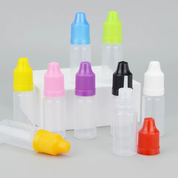 Garrafas 100pcs 10ml Provo de vazamento Plástico Plástico Drop Bottle Bottle Removable Cap preenchendo PP Garrafas de garrafa de óleo de fumaça extrudada