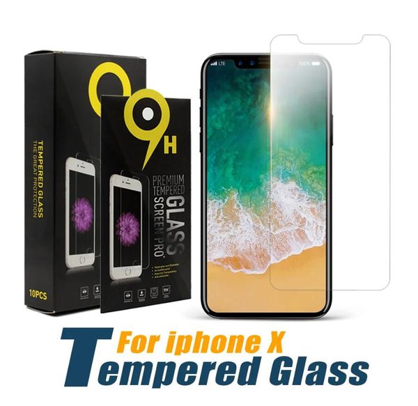 Защитник экрана для iPhone 15 14 плюс 13 12 Mini 11 Pro X XR XS MAX SE Memdered Glass Clear LG Stylo 4 Samsung Galaxy S10E