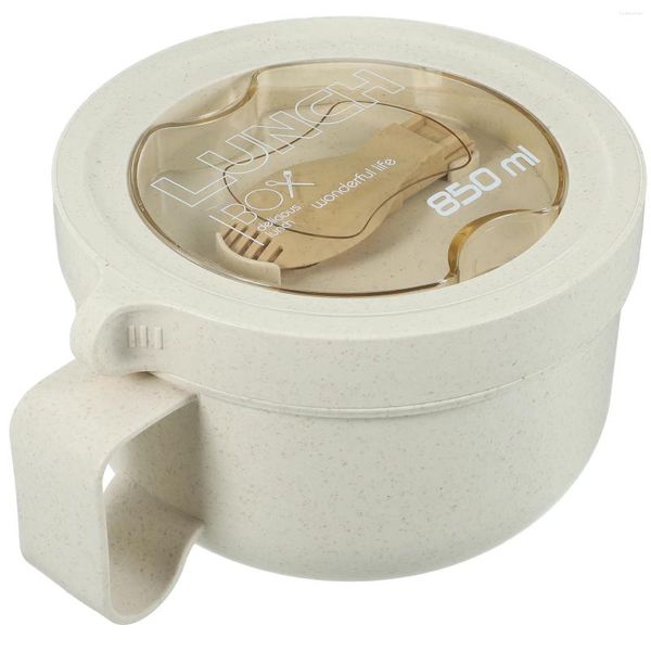 Bottiglie di stoccaggio ciotola di noodle istantanea portatile con cucchiaio di grande capacità in scatola sigillata in scatola beige contenitori per cibi tazza