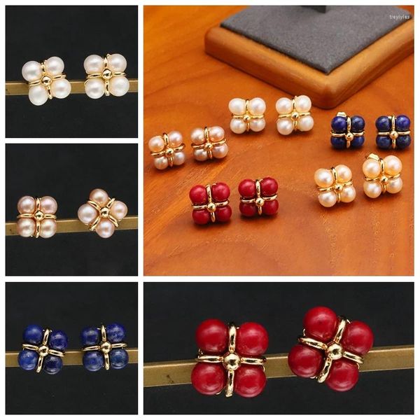 Gestüt Ohrringe Glseevo Original Design 2024 rote Perlen handgefertigt Inlay Koralle für Frau koreanischer Stil Retro Vintag Hochzeit Schmuck