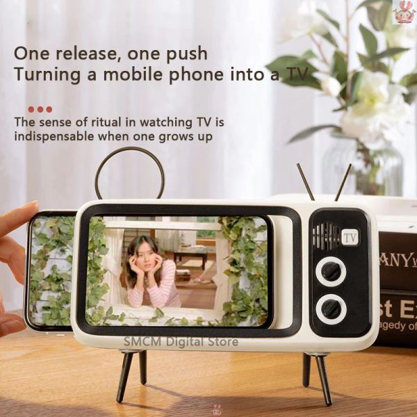 Hoparlörler Akıllı Retro TV Mini Kablosuz Bluetooth Hoparlör Taşınabilir Aile Partisi Ev Sineması Hifi Ses Kalitesi Zarif Hediye Çantası
