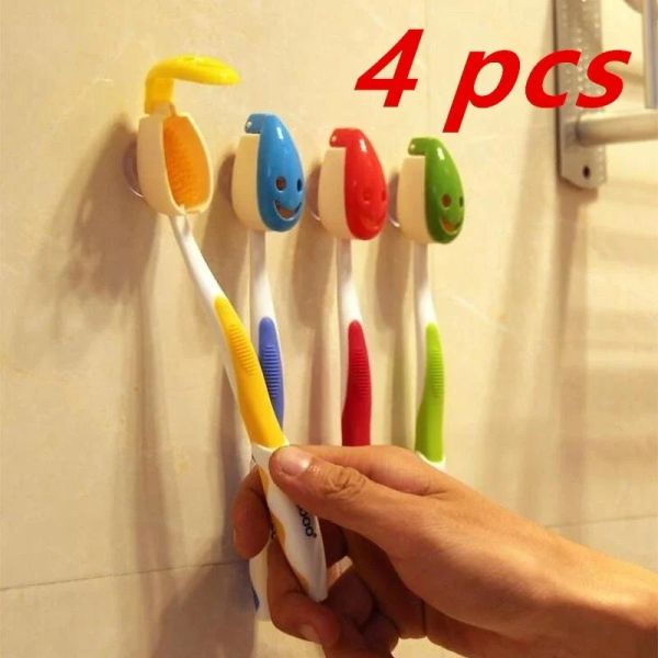Cabeças 4pcs criativo encantador desenho animado padrão animal automático escova de dentes com sucção escova de dentes rack