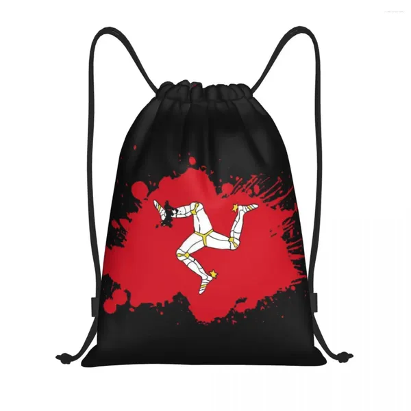 Stume da stoccaggio Isle of Man Flag Banding String Borse Women Men Portable Gym Sports SackPack Shopping Zackpacks