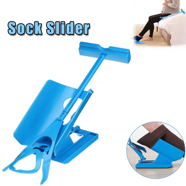 Papel 1pc Sock Slider Aid Kit Blue Helper Kit Ajuda a colocar meias em nenhum chifre de sapato de flexão adequado para suporte de sotações de meias