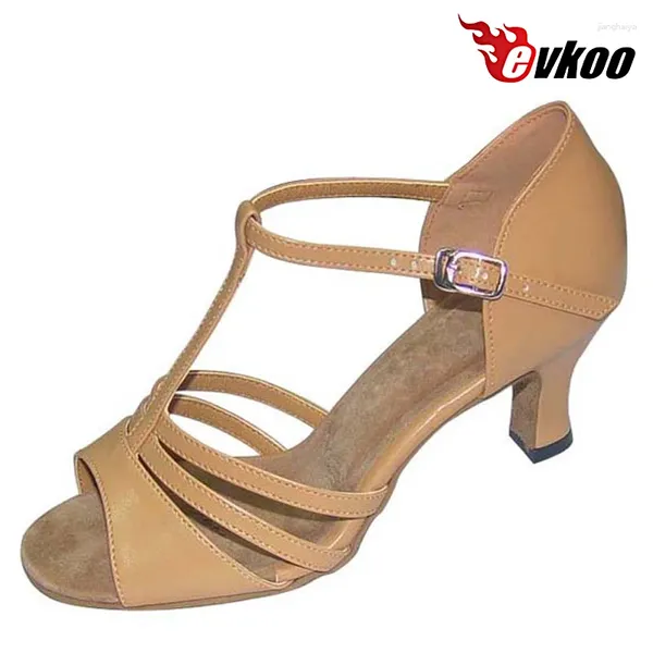 Sapatos de dança Evkoodance Leather Latin Woman Salsa Indoor preto cáqui dourado colorido 6 cm de calcanhar baixo Personalizar evkoo212 sapato