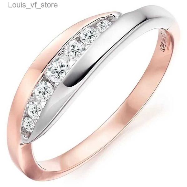 Кольца кольца модные серебряные розовые золотые цвета инкрустированные цирконевые камни для женщин роскошные красивые обручальные свадебные украшения подарки H240424