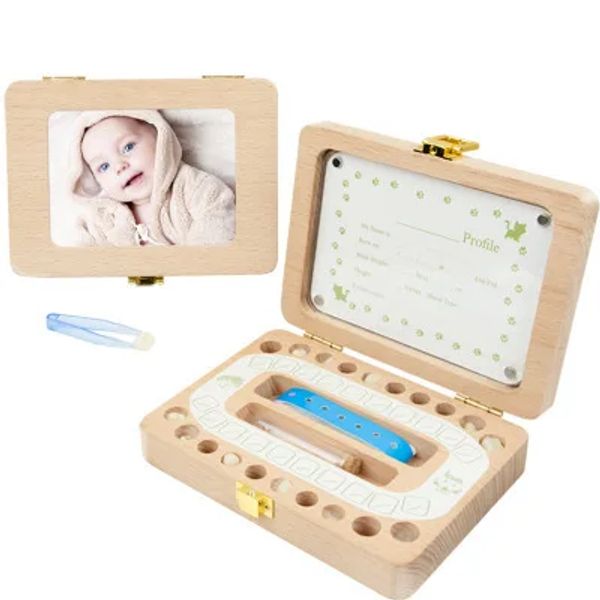 Rahmen Zahnbox Fotorahmen Zähne Sammlung Box Kinder Souvenir Holz Kinder Zähne Sammlung Box Keepsake Box Baby M.