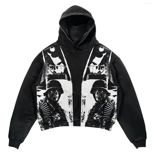 Con cappuccio maschile harajuku retro y2k zip up hoodie gothic streetwear uomini casual alphabet blast tamponcam