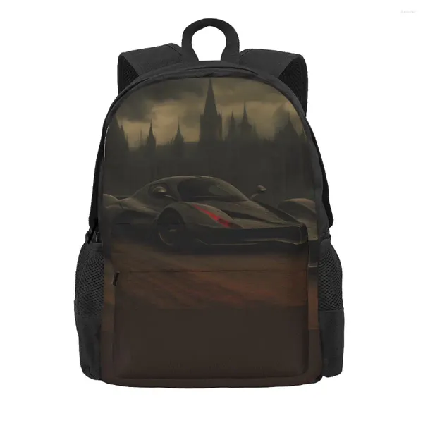 Mochila Mochila Apassado Car Girl Gothic Mystic Backpacks Backpacks Poliéster Casual High School School Diário Rucksack colorido