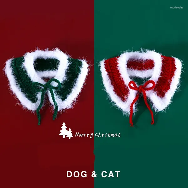 Hundebekleidung Haustierkatze Strick rot Weihnachtskragen