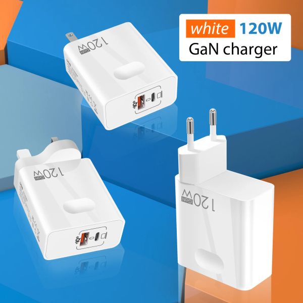 Chargers 120WPD+USB GALALIO Nitreto GaN Charger Mobile Charger Laptop, European, American e British Standard Chefe de carregamento rápido