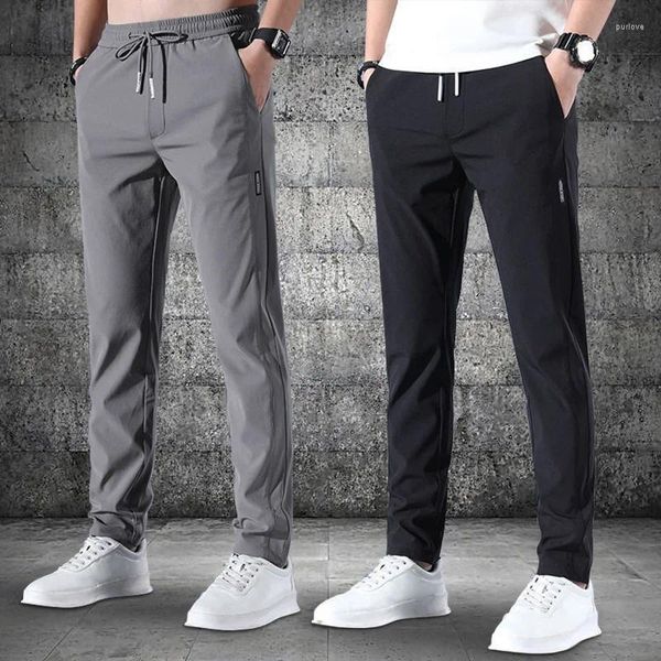 Pantaloni da uomo estate sottile ghiaccio sottile slim adatta