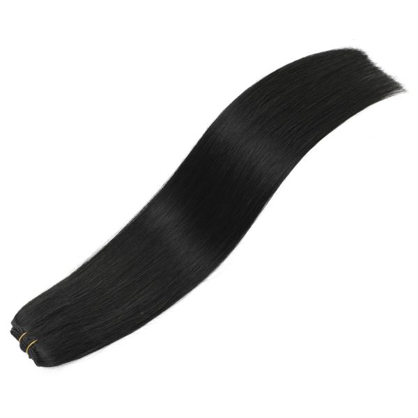 Weft 01# Jet Black Hair Pacotes Real Natural Human Hair Extensions