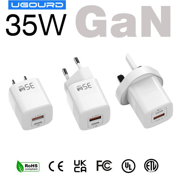 Chargers Ugourd PD35W GAN Super Fast Charger 33W Power Adapter с USB Type C для iPhone iPad MacBook Air Ноутбук Samsung Huawei Xiaomi