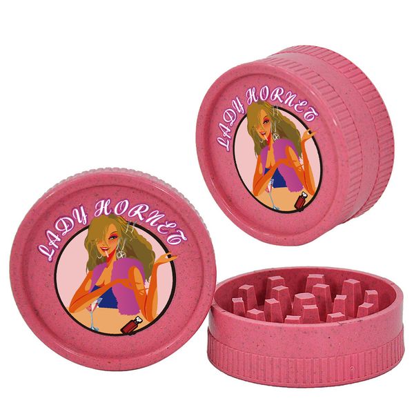 Rauch mahlen rosa Lady Geräte GREHRE Raucher Shop CNC Zähne Filter NET Zwei Schichten mit 56 mm Dose zersetzen Plastik