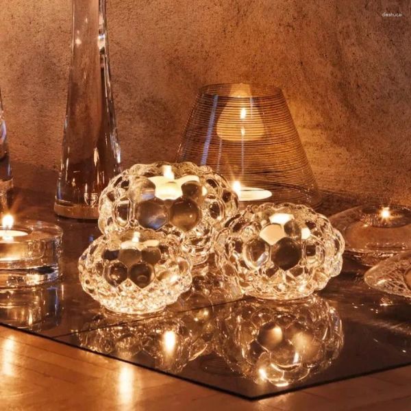 Portabandini a candele per il matrimonio del compleanno cristal tavolo da decorazione in vetro europeo tavolo da bougeoir trasparente romantico