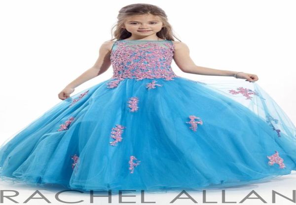 Türkis Rachel Allan Girl039s Festzugskleider Patchwork Spitze Organza Ballkleid Blumenmädchen Kleider für Hochzeiten Party Abschlussball Go6931445