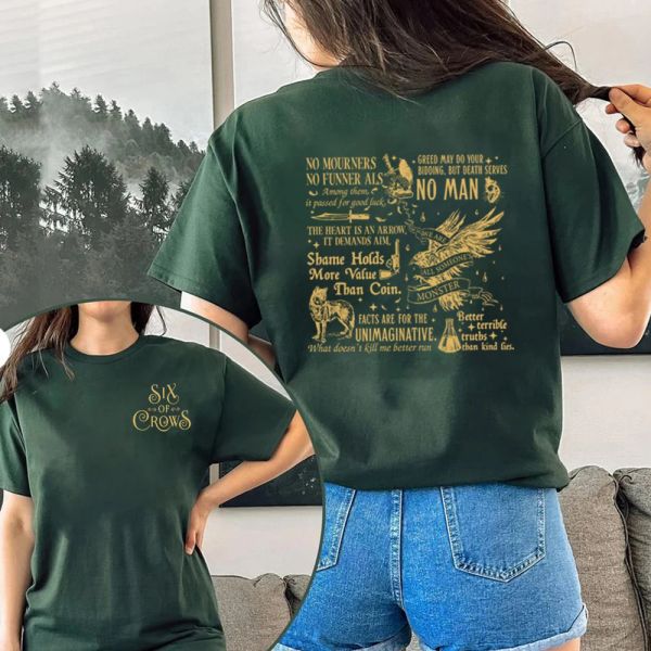 T-Shirts Altı Crows Tshirt Yaskı Yok Vintage Grafik Tee Ketterdam Crow Club Gömlekleri Kaz Brekker Merch Inej Tee UNISEX RASID TOPLAR