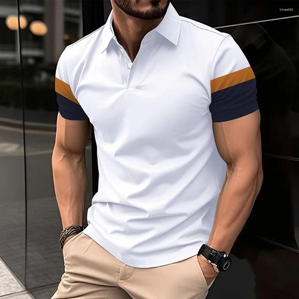 Men's Polos Polo Polo Cor da cor da cor curta Mangas curtas para homens negócios Casual Summer Top Daily Street Wear Tennis