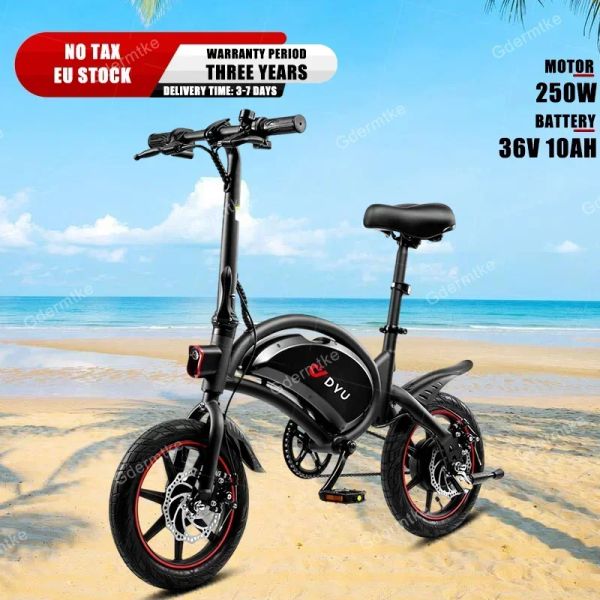 Fahrrad Dyu D3F Mini Elektrofahrrad 14 Zoll Reifen Outdoor -Unterhaltung Elektrofahrrad 250 W Motor 36v10ah Lithium Batterie Klappe E Fahrrad Fahrrad