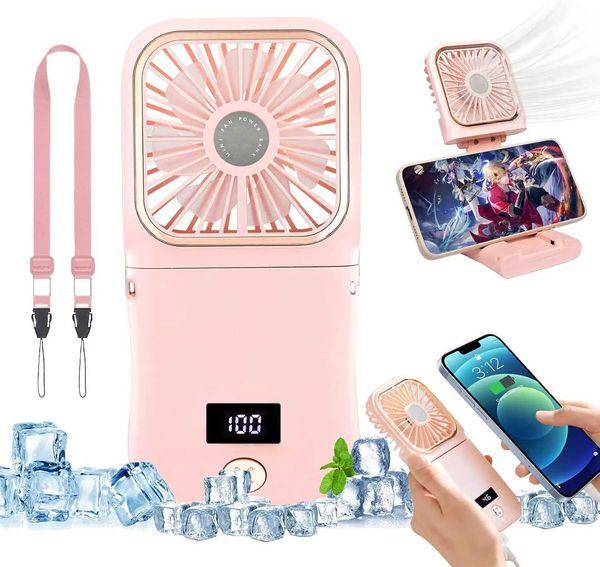 Outros aparelhos Novo Mini Fan Mini 3000mAh Design dobrável Phone Phone e Power Pack Function Pocket Sizet Handheld Film para uso silencioso J240423