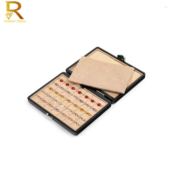Caschetti per gioielli di qualità 35slots Diamond Storage Box PU Organizzatore gemstone Geso